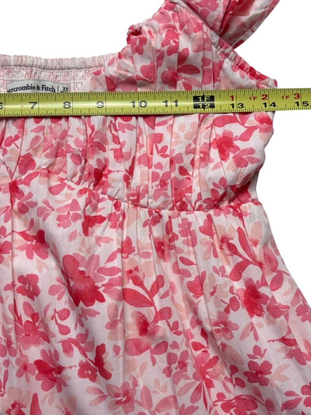 Abercrombie & Fitch Ruched Flutter Sleeve Long Midi/Maxi Dress Pink Floral XS - Picture 8 of 12